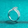 Anillo de Corona de Princesa de Plata de Ley 925 Anillo Femenino de Moissanita Chapado en Oro Pt950 Estilo Igual a Douyin Xiaohongshu Anillo al por Mayor