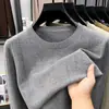 Suéter jacquard de cuello redondo transfronterizo para hombre, nuevo modelo de otoño 2026, color liso, capa interior casual simple, suéter de punto para hombre