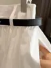 Falda Blanca Estilo Academia Línea A para Mujer, Nueva Falda Elegante tipo Paraguas de Cintura Alta para Verano, Falda Midi Voluminosa de Cintura Elástica Petite
