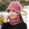Gorro de Mamá para Mujeres Mayores, Tejido de Lana Grueso Floral Otoño e Invierno para Abuela