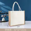 Bolsa de arpillera en blanco personalizada con cuerda de algodón pintada a mano, Bolsa de compras de yute de un solo hombro para bricolaje con cremallera, Bolsa de arpillera tipo tote con patchwork vintage