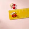 Pingente fofo de cereja tridimensional, berloque de fruta com gota de óleo, acessório para brinco e pulseira DIY feito à mão, atacado do fabricante