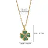 Collar con Colgante de Trébol de Cuatro Hojas Giratorio Transfronterizo para Mujer Cadena de Clavícula Moderna Personalizada de Cobre Incrustado con Circonita Joyería para Mujer que Conserva el Color