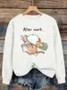 Sudadera con Diseño de Gato Corriendo Después del Trabajo para Mujer Streetwear Otoño Jersey Holgado Casual Ropa Deportiva Cuello Redondo