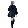 3303 Sudadera holgada con forro polar estilo perezoso de otoño e invierno con capucha estampada de manga larga para mujer, abrigo para estudiantes