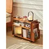 Mesa Lateral de Madera Maciza, Mesa de Café Pequeña Móvil, Gabinete Lateral para Sofá de Sala de Estar en Casa, Gabinete de Almacenamiento para Snacks, Estante Carrito de Almacenamiento Pequeño