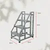 Escada de Degraus Espessada para Armazém, Casa e Uso Industrial, com Corrimãos, Três ou Quatro Degraus, com Rodas, Escada de Escalada Móvel