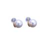 Pendientes de Perla Redonda Blanca Fuerte Luz Defecto Fino 8-9mm de Agua Dulce y Salada de Oro G18K Pendientes Simples de Pestañas