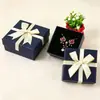 Caja de cartón con tapa para joyería, con lazo, para pulsera, collar, pendientes, caja de regalo pequeña.
