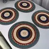 Tapete de Mesa com Padrão de Textura Redonda Tecida Mais Vendido Transfronteiriço, Jogo Americano de Jantar Ocidental Estilo Retrô, Impressão Plana 2D
