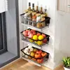 Prateleira de Armazenamento de Cozinha para Pendurar na Parede Prateleira para Temperos Prateleira de Armazenamento de Suprimentos Prateleira de Pendurar sem Furos de Aço Inoxidável Prateleira para Alimentos Prateleira para Frutas