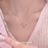 Collar de plata S925 con lazo coreano y perla para mujer de la industria de la decoración Cui Yan, explosiones 2025, cadena de clavícula dulce nicho rojo neto