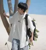 Conjunto de Camisa Fresca y Sencilla Estilo Japonés para Hombre, Conjunto Casual de Manga Corta de Moda para Verano