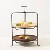 Estante plegable para platos simple y portátil, Estante expositor multifuncional para snacks, Estante para snacks, Estante de bandeja de almacenamiento de hierro