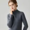 Novo suéter de tricô com gola alta parcial para outono e inverno, blusa de manga comprida feminina, cor sólida, estilo básico para o trabalho, roupa íntima feminina