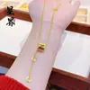 Xiaohongshu Douyin Transmissão ao Vivo Venda Quente Triturador de Gelo Tijolo de Ouro Colar de Abóbora Borboleta Alta Retenção de Cor Colar Bússola Atacado
