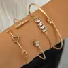 Joias Transfronteiriças Europeias e Americanas Pulseira de Corrente Simples Personalizada Pulseira Aberta Geométrica Brilhante Moda Retrô Conjunto de Pulseiras