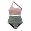 Fábrica de origen transfronteriza en stock al por mayor color sólido moda delgado hombro descubierto espalda descubierta cintura alta triángulo vacaciones de aguas termales hombro inclinado