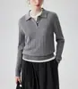 Suéter de punto trenzado para mujer, nueva colección otoño 2026, color liso, adecuado para el trabajo, top de punto estilo polo