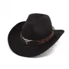 Sombrero fedora de lana, sombrero de vaquero, estilo étnico para hombres y mujeres, sombrero de sol de estilo europeo y americano para parejas para primavera y verano, sombrero de jazz