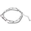 Pulsera de acero de titanio que no se decolora, diseño de nicho ins para mujer, cadena de letras de alta calidad, costura, joyería de mano simple de doble capa
