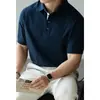 Algodón de Nube Negocios Seda de Hielo Fresca Manga Corta Camisa Polo Hombre Verano 2025 Nuevo Hebilla Cosida a Mano Informal de Viaje Superior