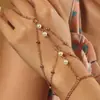 Estilo nacional bohemio cadena de metal multicapa cuentas redondas costura cadena para el dedo diseño estilo playa pulsera sexy de celebridad de internet