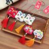 Pingente de borla de dança de leão de pelúcia estilo chinês para boneca pequena do zodíaco chinês para decoração de carro de boneca festiva de leão tigre feliz