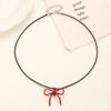 Conjunto de Colar e Pulseira de Contas Redondas Vermelhas, Corrente para Clavícula Dourada de Contas Espaçadoras de Luxo Leve Vintage, Joias Femininas Transfronteiriças