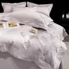 Juego de Cuatro Piezas de Satén Gongshan de Algodón de Fibra Larga de Alta Densidad de Xinjiang, Todo Algodón Puro, Lujo Ligero, Color Sólido, Venta al por Mayor de Ropa de Cama para Hotel y Alojamiento
