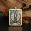 Pingente Thangka Zakiram Preto Amarelo Verde Tara Homens e Mulheres Corrente de Suéter do Tibete Amuleto de Buda Caixa Gawa