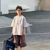 Camiseta Cotton Shop para Meninos, Algodão Puro, Manga Curta de Verão Infantil, Estilo Coreano, Novo Modelo 2026, Simples e na Moda, Respirável, Roupa Infantil Versátil