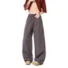 Pantalones de paracaidista a rayas patchwork estilo americano transpirables de secado rápido para hombre, otoño, deportivos, casuales, de pierna recta, modernos, holgados, de pierna ancha