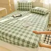 Juego de 3 piezas para cama de algodón 100% puro cepillado, grosor Clase A, sábana bajera ajustable, funda de almohada 100% algodón, para estudiantes, cubre cama, protector de colchón 3