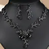 Moda de Alta Gama Transfronteriza Elegante Flor de Aleación con Pedrería Conjunto de Collar y Pendientes de Novia Accesorios para Vestido de Fiesta de Mujer