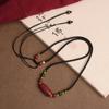 Cadena de clavícula retro para mujer con cuentas de barril con patrón de arena de oro púrpura cinabrio natural, nuevo estilo hermoso que combina con todo.