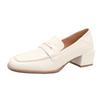 Mocassins Pretos Femininos Outono e Inverno Novos Retro Couro Macio Slip-on Salto Duas Formas Estilo College Um Pedal Salto Grosso Sapatos Pequenos de Couro