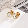 Brincos Yanbai Estilo Francês Retrô Versáteis Simples Quadrados Incrustados com Zircônia Design Elegante de Luxo Leve Resistente para Mulheres