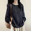 Camisa Verde Fina de Algodón Lino Hombro Caído para Mujer 2026 Verano Nuevo Tallas Grandes Mujeres Gorditas Ropa Exterior Cárdigan Estilo Zen Top