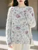 Outono/Inverno 2026 Novo Tricô de Lã Cashmere Gola Redonda Manga Longa Feminino Estampado Macio Escovado Fofo Suéter de Lã Top