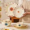 Cuencos de Arroz Cerámicos de Color Bajo Esmalte para Uso Doméstico, Alto Valor Estético, Nuevo Modelo 2026 Juego de Cuencos y Platos, Juego de Cuencos y Platos de Regalo para Boda y Inauguración de Casa