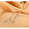Dz Collar con Borla de Estrella y Luna Circonita Hueco Personalidad Femenina Exquisito Temperamento Lujo Ligero Micro-incrustado Sentido de Alta Gama Cadena para Clavícula Venta al por Mayor