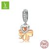 Colgante de trébol transfronterizo de plata de ley 925 bañado en oro rosa, accesorios de joyería de moda con cuentas DIY SCC1238