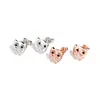 Belleza Borde Plateado Versión Coreana S925 Plata de Ley Búho Pendientes Personalizados Joyería Fabricante Envío Directo Pendientes Joyería