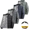 Chaqueta de plumón auto-calentable de grafeno transfronteriza para hombre, M-8XL, chaqueta de plumón de pato blanco cálida de invierno ligera