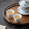 Taza de té de cerámica de bambú pintada a mano, color azul y blanco, de jade, de barro blanco, con esmaltado, para una sola taza, para el hogar, de tamaño pequeño, juego de té de kung fu