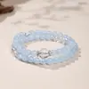 Putuo Venda Quente Pulseira de Água-Marinha de Obsidiana Natural Feminina Empilhável Versátil Pulseira de Cristal Presente Dia dos Namorados Chinês Atacado
