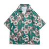 Camisa floral retro de estilo Hong Kong 12V, manga corta, estilo tailandés hawaiano, ideal para hombres y mujeres.