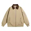 Estilo Casal Outono e Inverno Jaqueta de Trabalho Roupas de Algodão Juventude Tendência Versátil Exterior Gola Reversível Casaco de Algodão Jaqueta Acolchoada Masculina Masculina