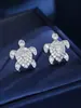 Brincos Coloridos de Zircônia em Formato de Tartaruga para Mulheres, Modernos e Fofos, Joias Populares de Venda Cruzada, Novos Acessórios Versáteis da Moda para o Dia a Dia
